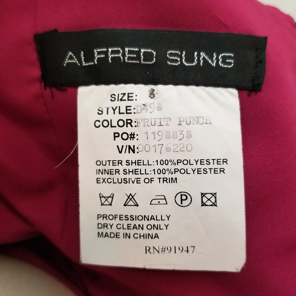 Alfred Sung Fruit Punch Strapless Dress, Size 8 - Picture 10 of 11